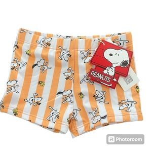 NWT Zara Peanuts Snoopy Orange & White Stripe UPF 50+ Boys Swim Bottom 1…